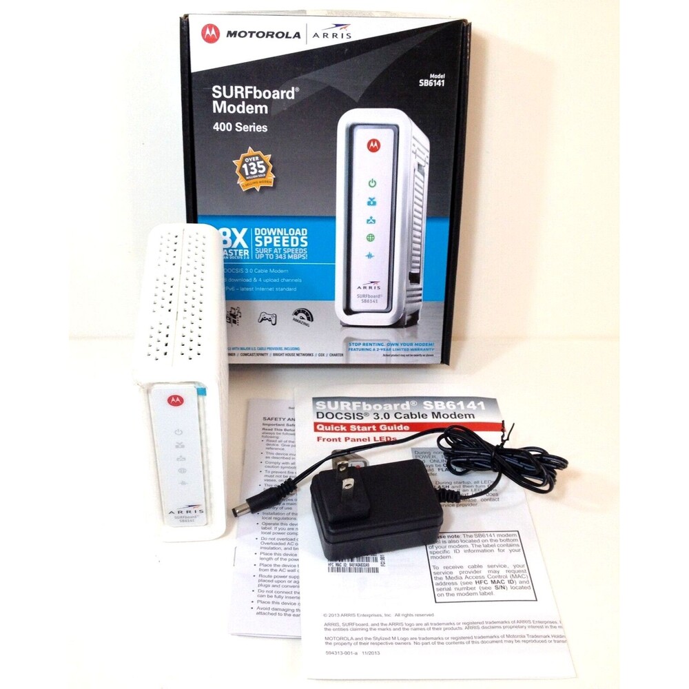 ARRIS SURFboard SB6141 Motorola Surf Board Modem 400 Series with Power Cable
